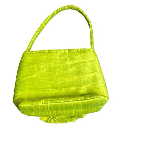 Vintage 1990's Rachel & Co Handbag Green Flower Small Cloth Purse Magnet Clasp - Picture 3 of 5